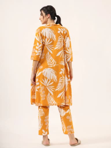 Yellow Pure Cotton 3 PEICE Night Suit