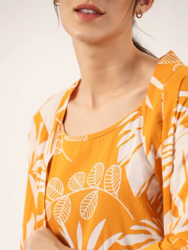 Yellow Pure Cotton 3 PEICE Night Suit